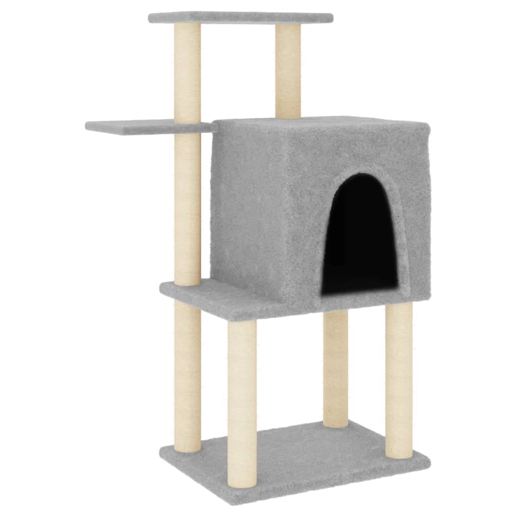 Albero per Gatti con Tiragraffi in Sisal Grigio Chiaro 97 cm — miniatura 2 di 5
