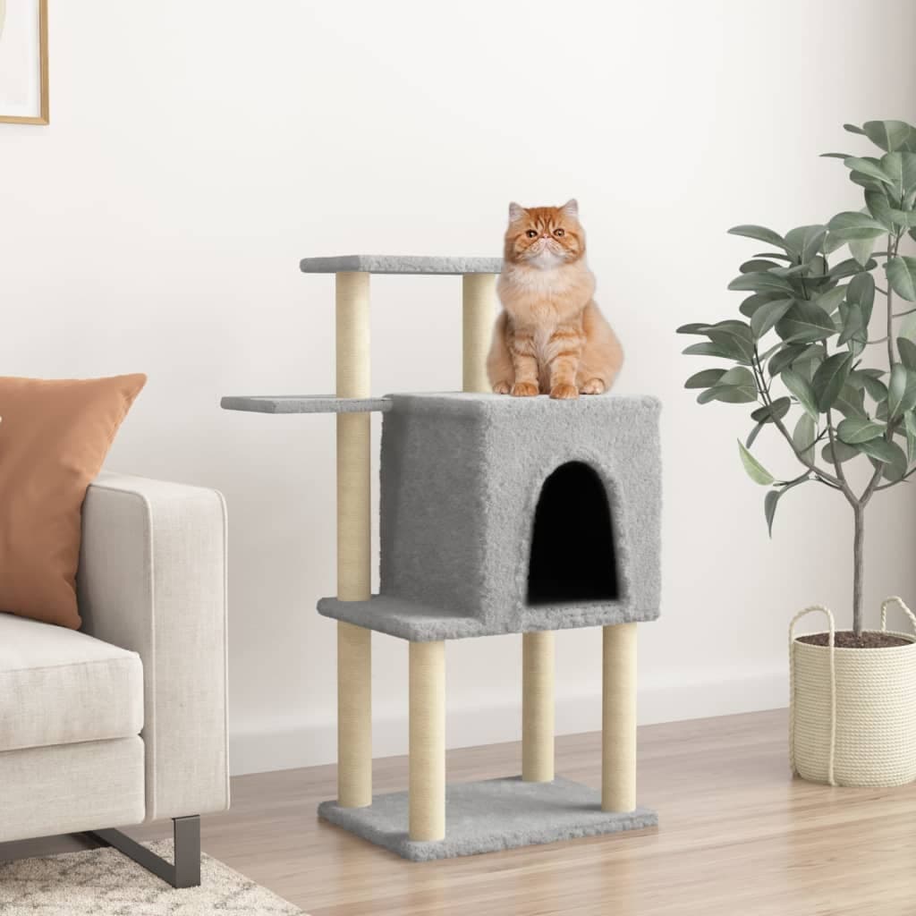 Albero per Gatti con Tiragraffi in Sisal Grigio Chiaro 97 cm — miniatura 1 di 5