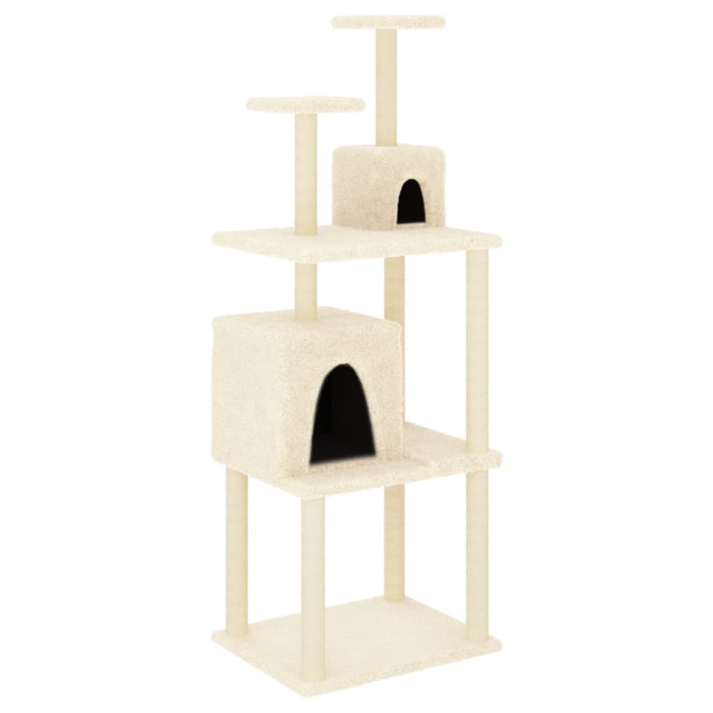 Albero per Gatti con Tiragraffi in Sisal Crema 167 cm — miniatura 2 di 5