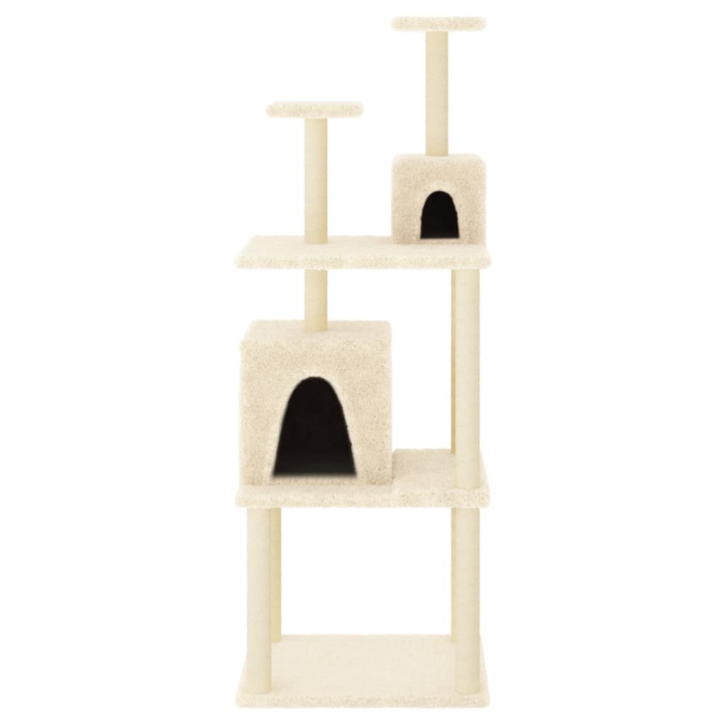 Albero per Gatti con Tiragraffi in Sisal Crema 167 cm — miniatura 3 di 5