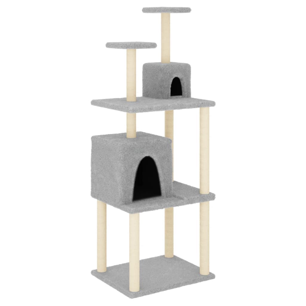 Albero per Gatti con Tiragraffi in Sisal Grigio Chiaro 167 cm — miniatura 2 di 5