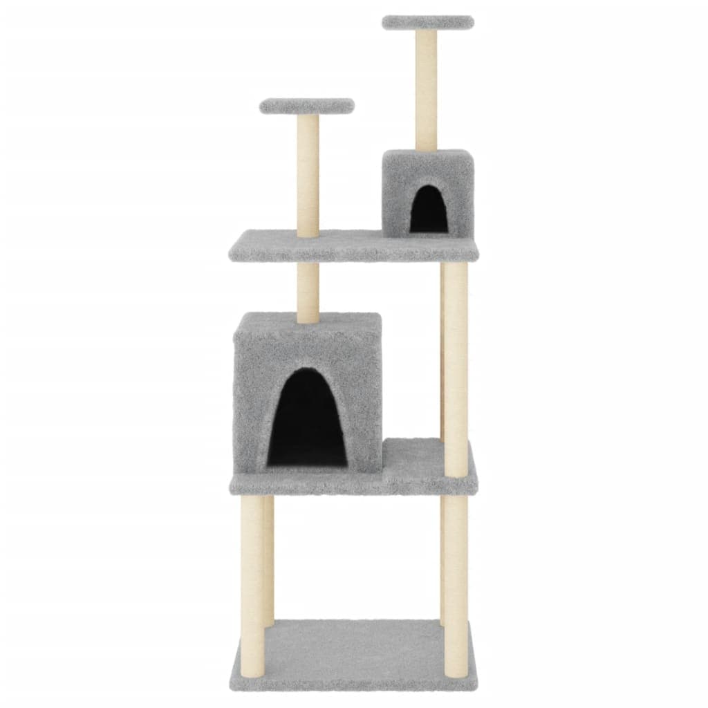 Albero per Gatti con Tiragraffi in Sisal Grigio Chiaro 167 cm — miniatura 3 di 5