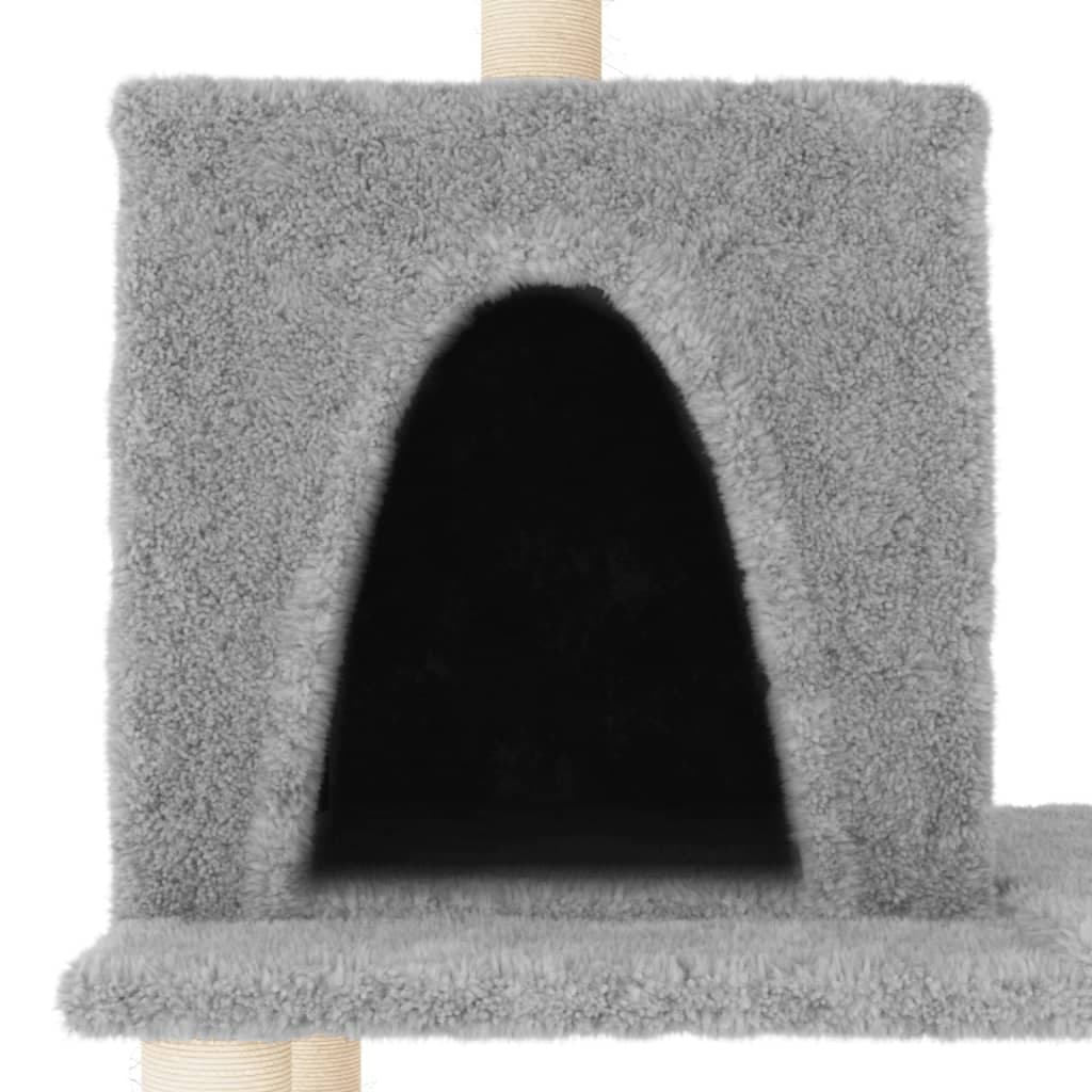 Albero per Gatti con Tiragraffi in Sisal Grigio Chiaro 167 cm — miniatura 4 di 5