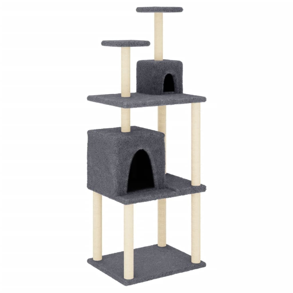 Albero per Gatti con Tiragraffi in Sisal Grigio Scuro 167 cm — miniatura 2 di 5