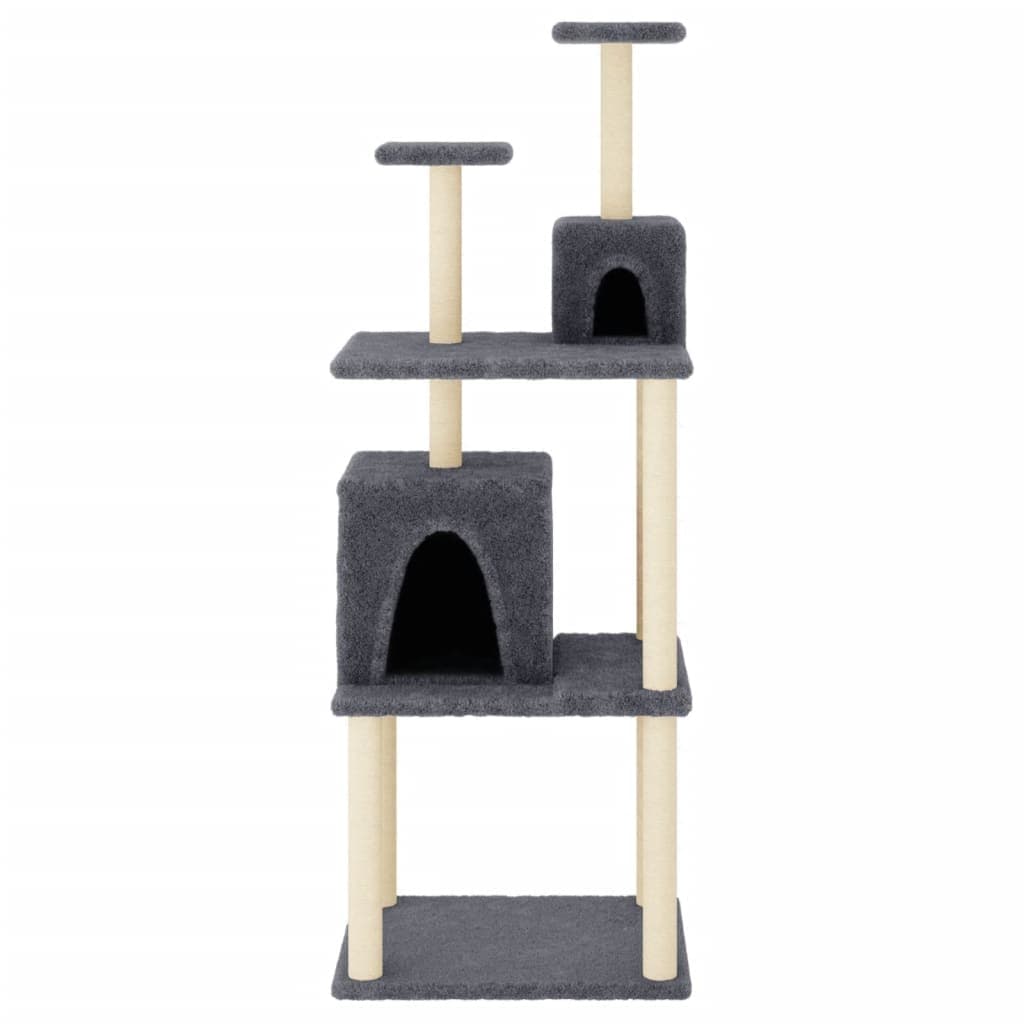 Albero per Gatti con Tiragraffi in Sisal Grigio Scuro 167 cm — miniatura 3 di 5