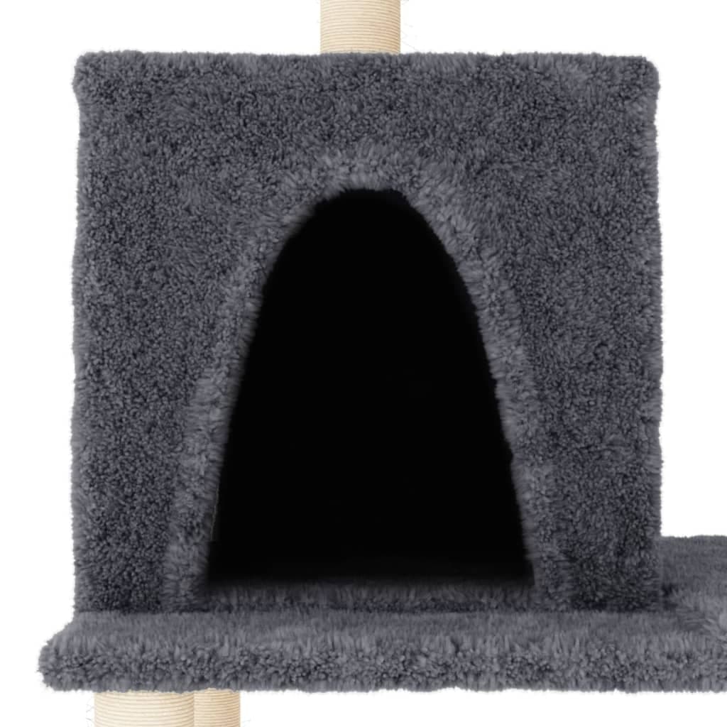 Albero per Gatti con Tiragraffi in Sisal Grigio Scuro 167 cm — miniatura 4 di 5