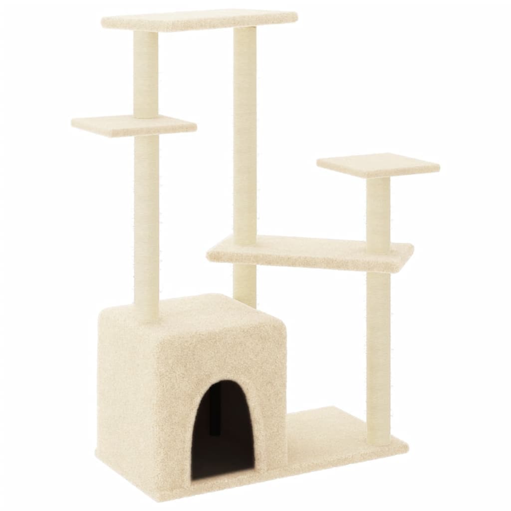 Albero per Gatti con Tiragraffi in Sisal Crema 107,5 cm — miniatura 2 di 6