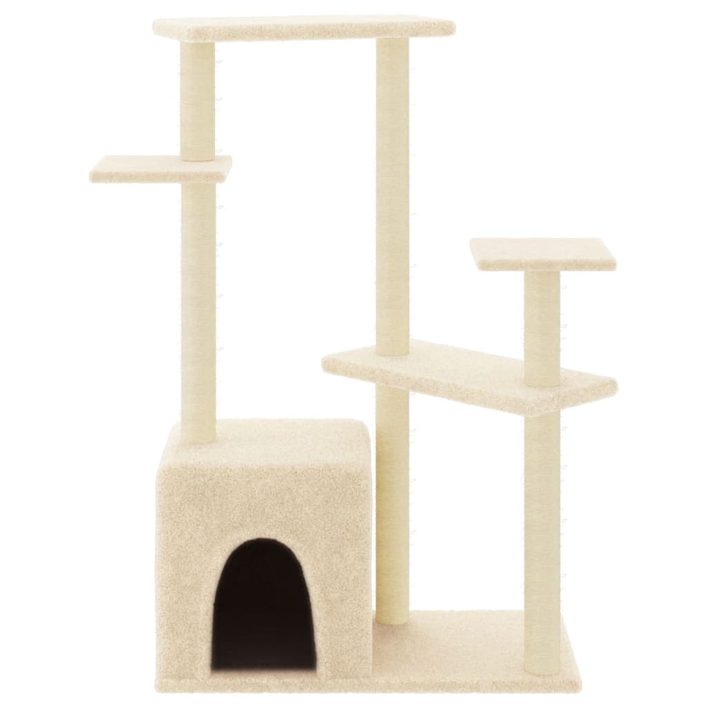 Albero per Gatti con Tiragraffi in Sisal Crema 107,5 cm — miniatura 3 di 6
