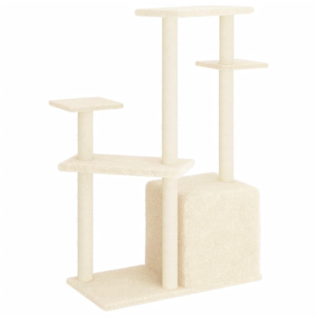 Albero per Gatti con Tiragraffi in Sisal Crema 107,5 cm — miniatura 4 di 6
