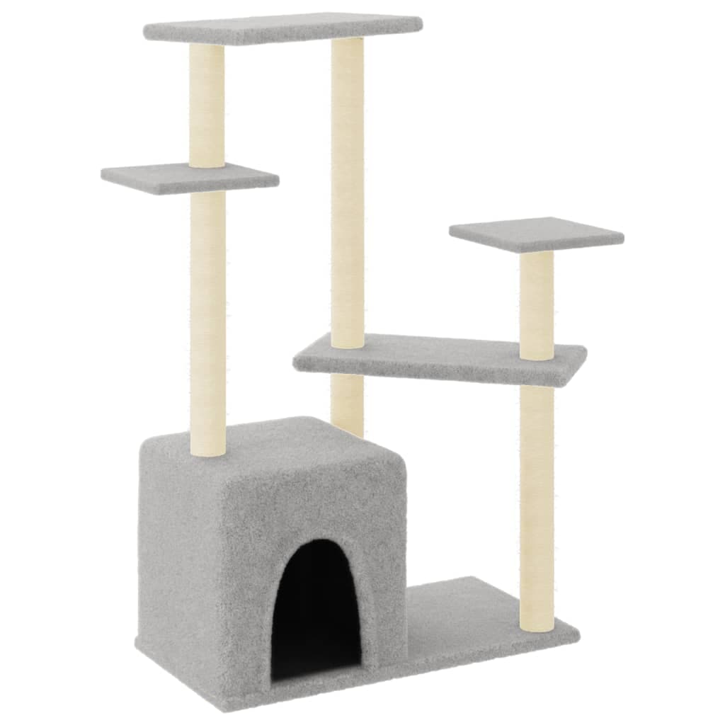 Albero per Gatti con Tiragraffi in Sisal Grigio Chiaro 107,5 cm — miniatura 2 di 6