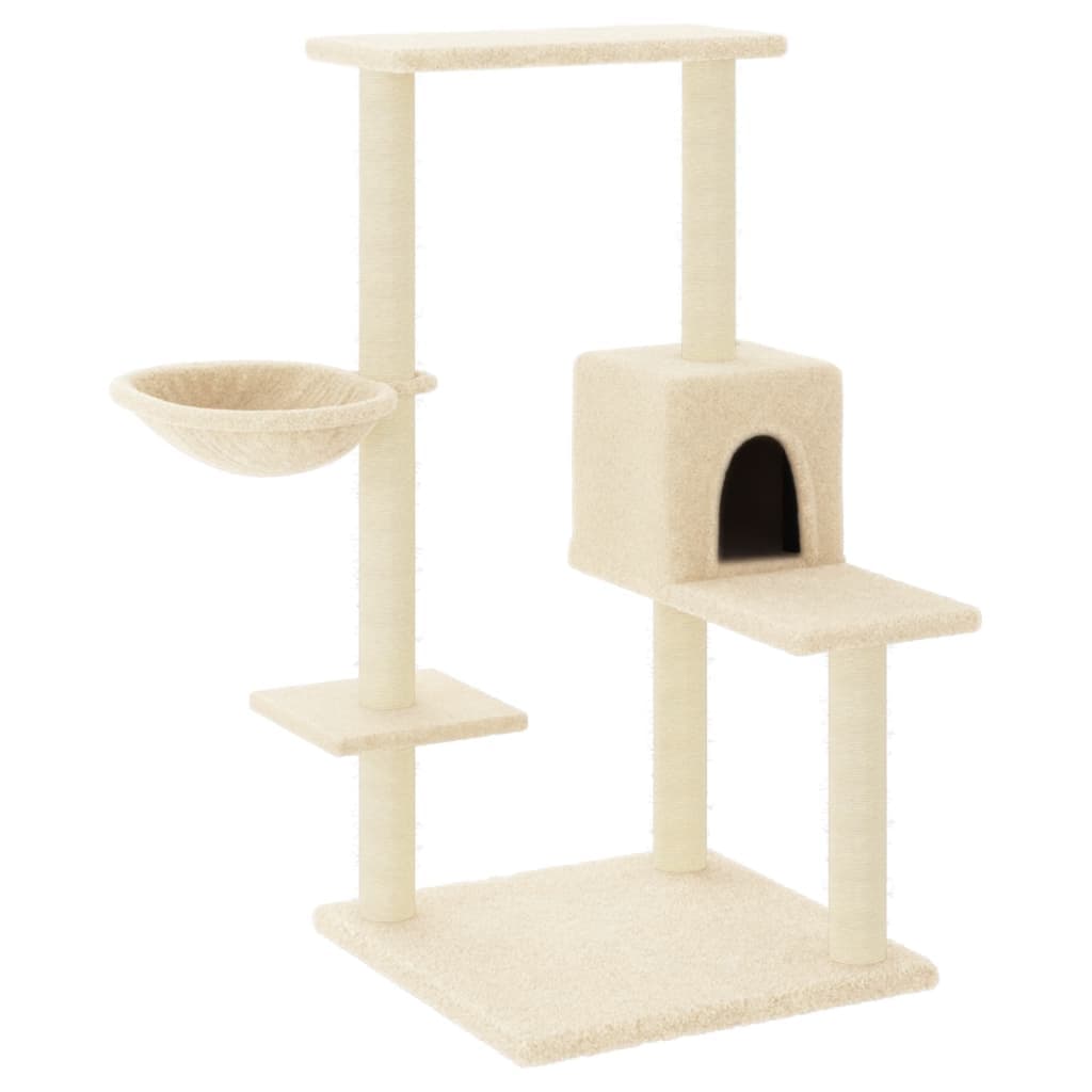 Albero per Gatti con Tiragraffi in Sisal Crema 95 cm — miniatura 2 di 7