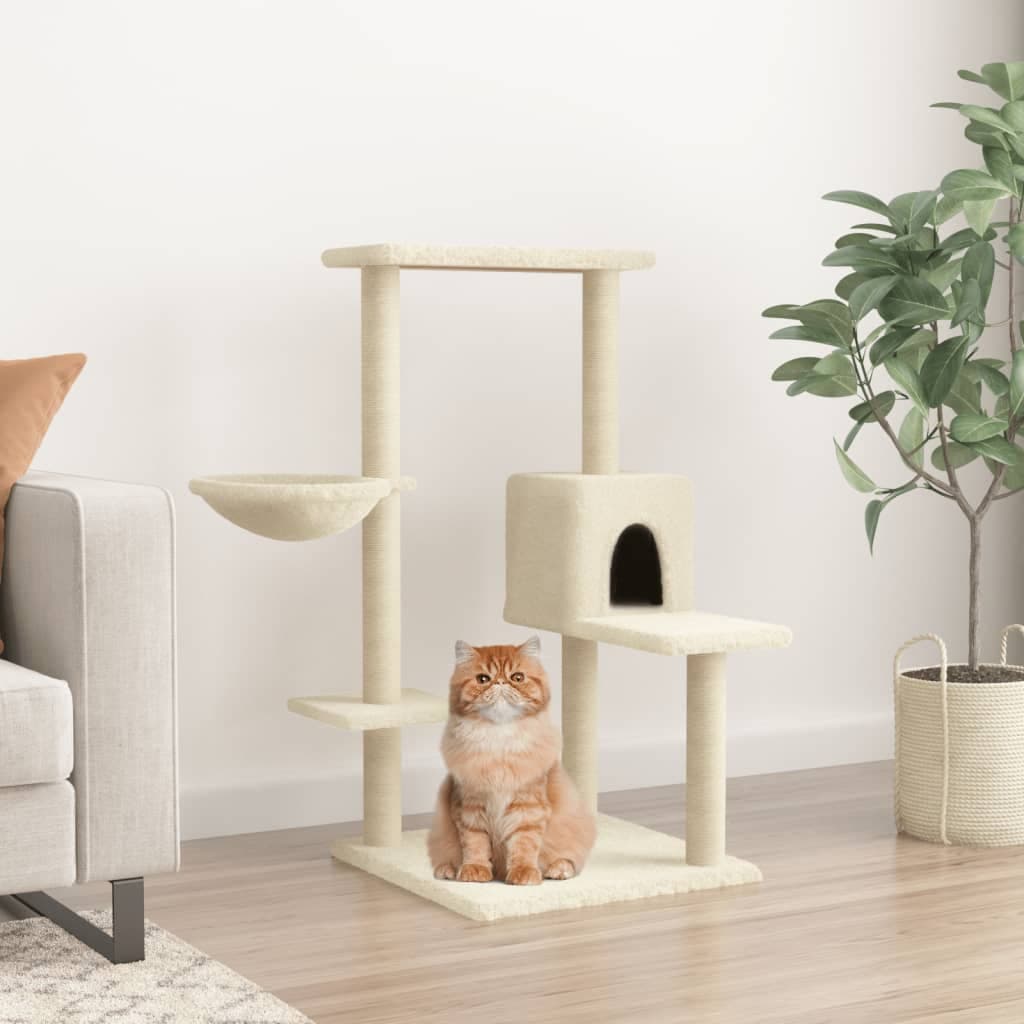 Albero per Gatti con Tiragraffi in Sisal Crema 95 cm — miniatura 1 di 7