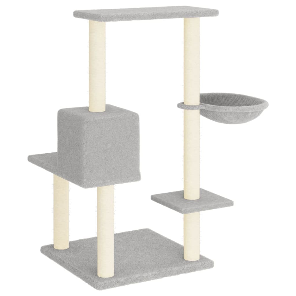 Albero per Gatti con Tiragraffi in Sisal Grigio Chiaro 95 cm — miniatura 4 di 7