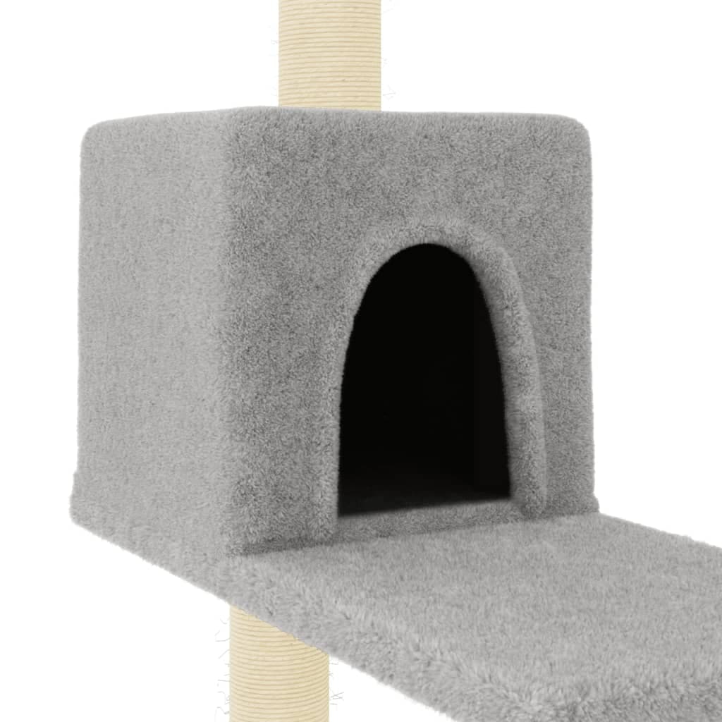 Albero per Gatti con Tiragraffi in Sisal Grigio Chiaro 95 cm — miniatura 5 di 7