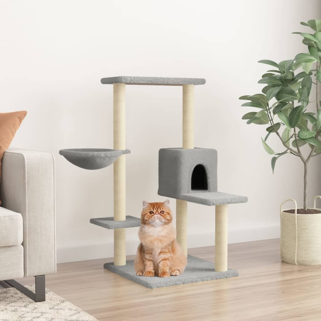 Albero per Gatti con Tiragraffi in Sisal Grigio Chiaro 95 cm — miniatura 1 di 7