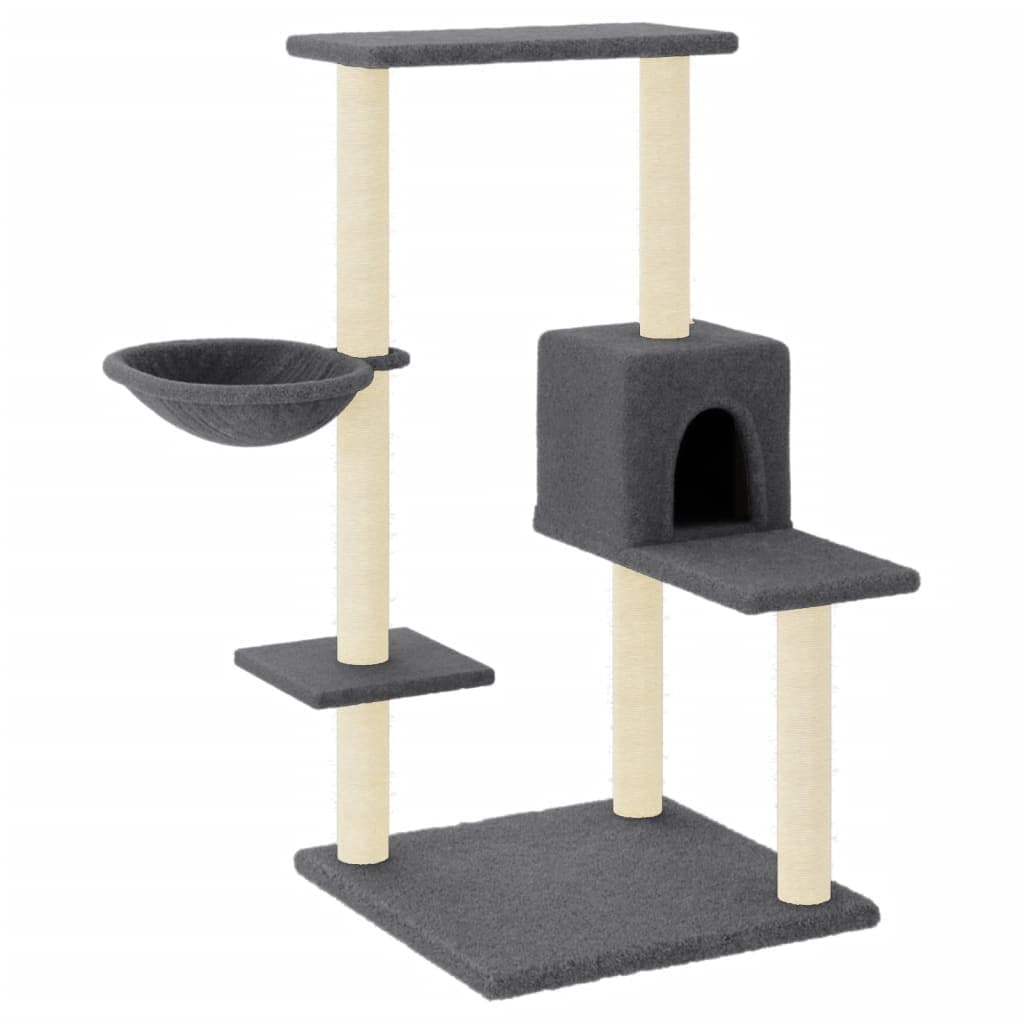 Albero per Gatti con Tiragraffi in Sisal Grigio Scuro 95 cm — miniatura 2 di 7