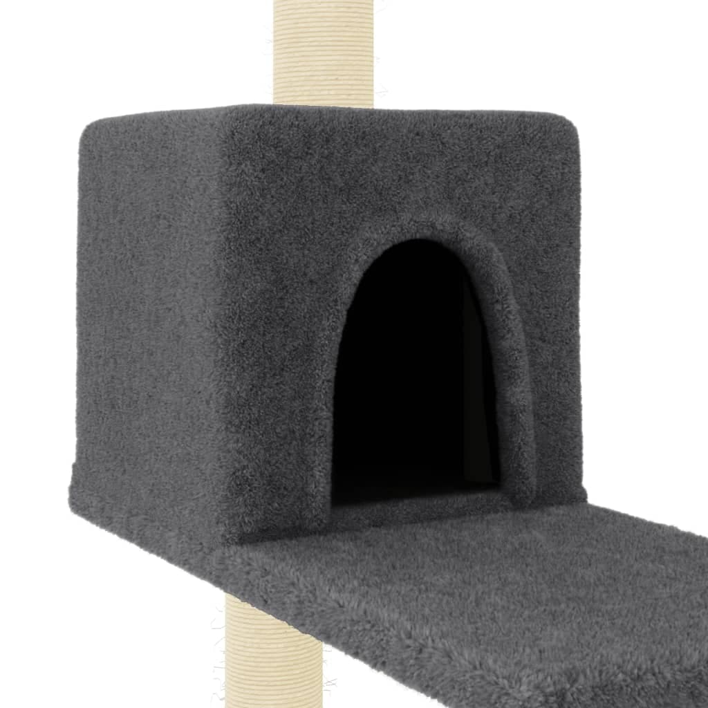 Albero per Gatti con Tiragraffi in Sisal Grigio Scuro 95 cm — miniatura 5 di 7