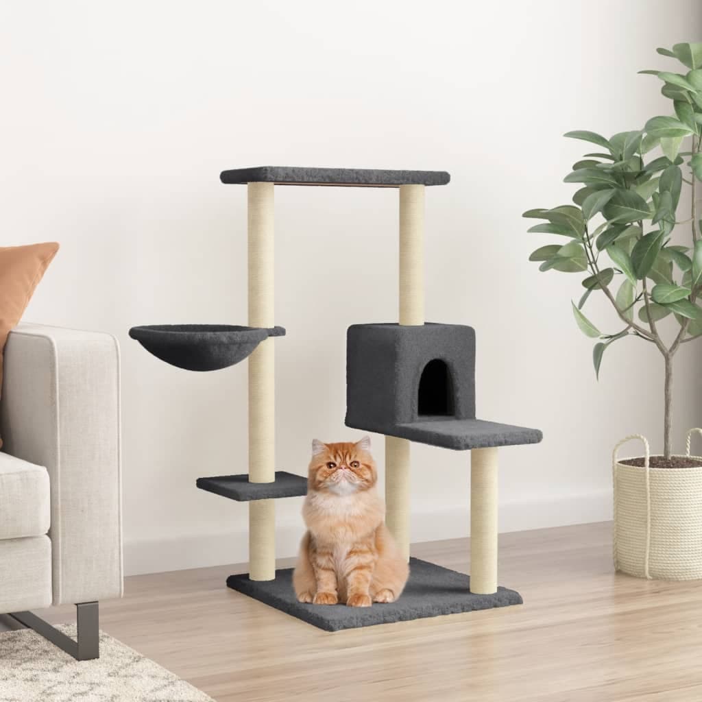 Albero per Gatti con Tiragraffi in Sisal Grigio Scuro 95 cm — miniatura 1 di 7