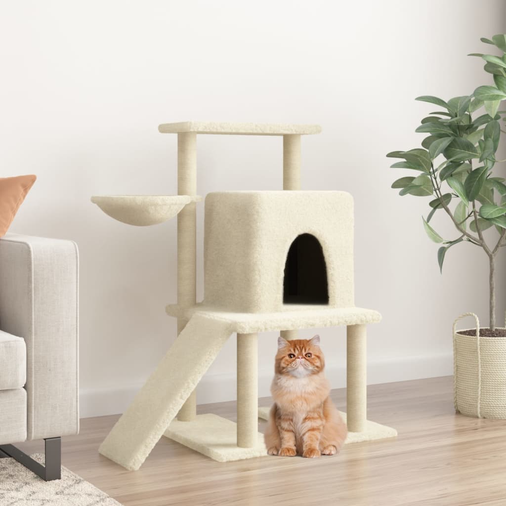 Albero per Gatti con Tiragraffi in Sisal Crema 96,5 cm — miniatura 1 di 7