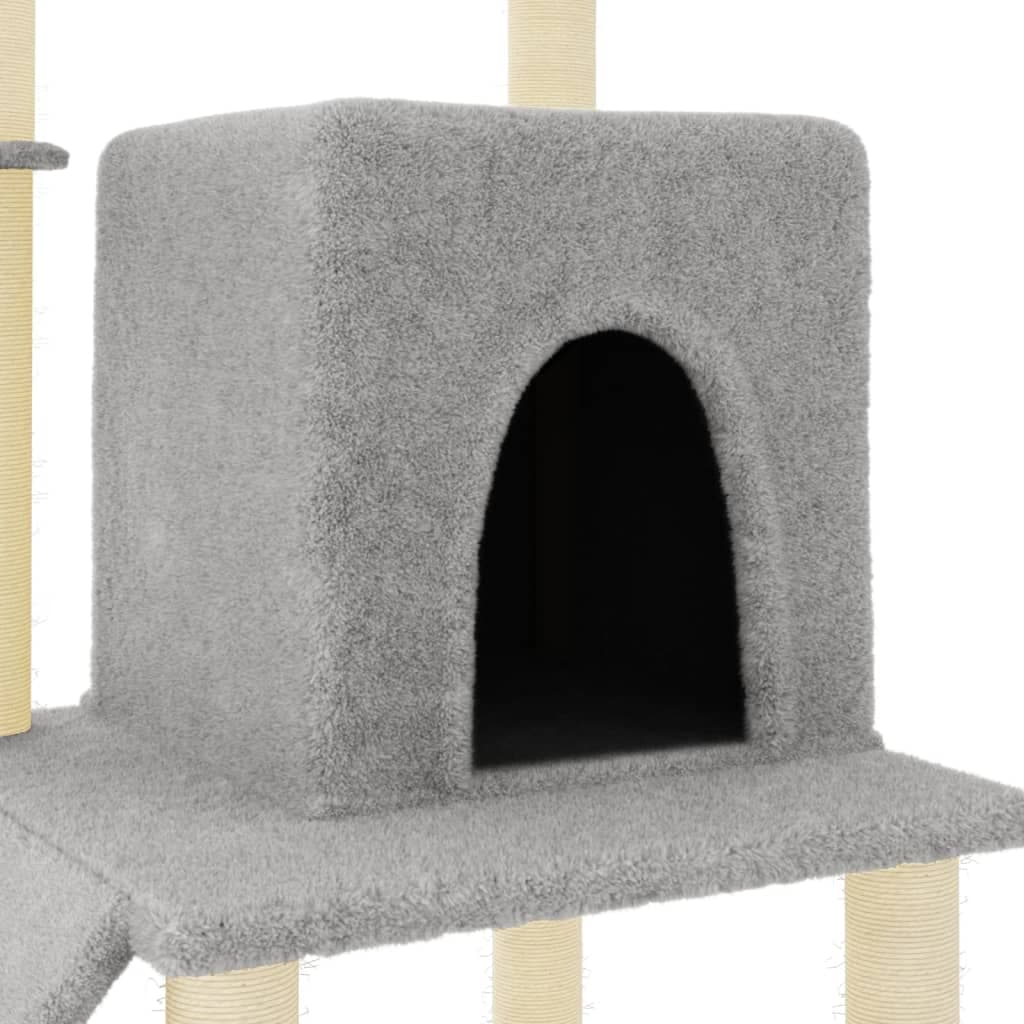 Albero per Gatti con Tiragraffi in Sisal Grigio Chiaro 96,5 cm — miniatura 5 di 7