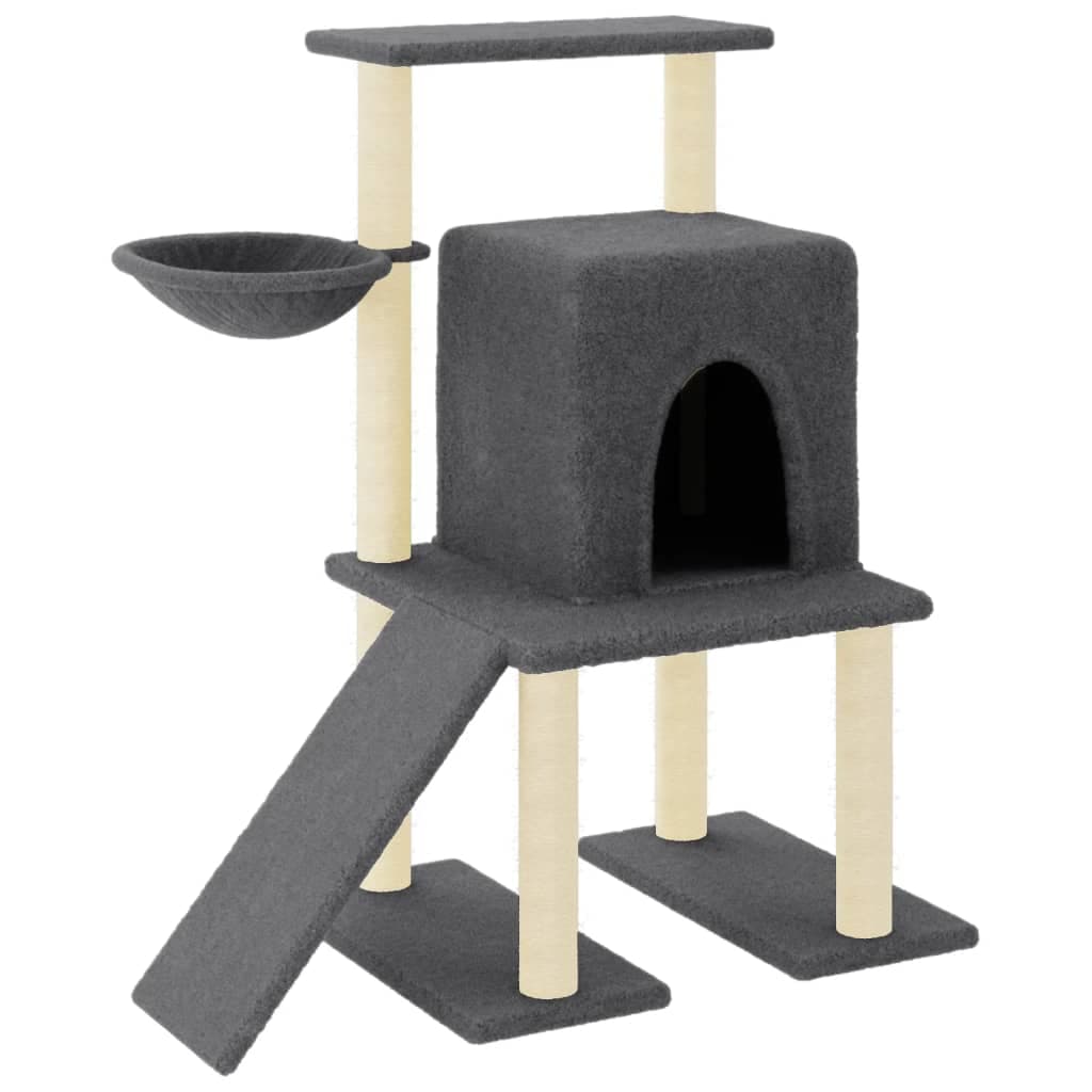 Albero per Gatti con Tiragraffi in Sisal Grigio Scuro 96,5 cm — miniatura 2 di 7