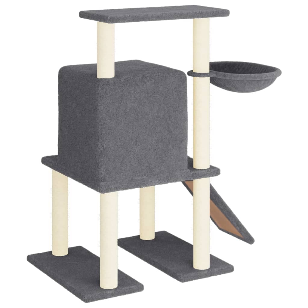 Albero per Gatti con Tiragraffi in Sisal Grigio Scuro 96,5 cm — miniatura 4 di 7