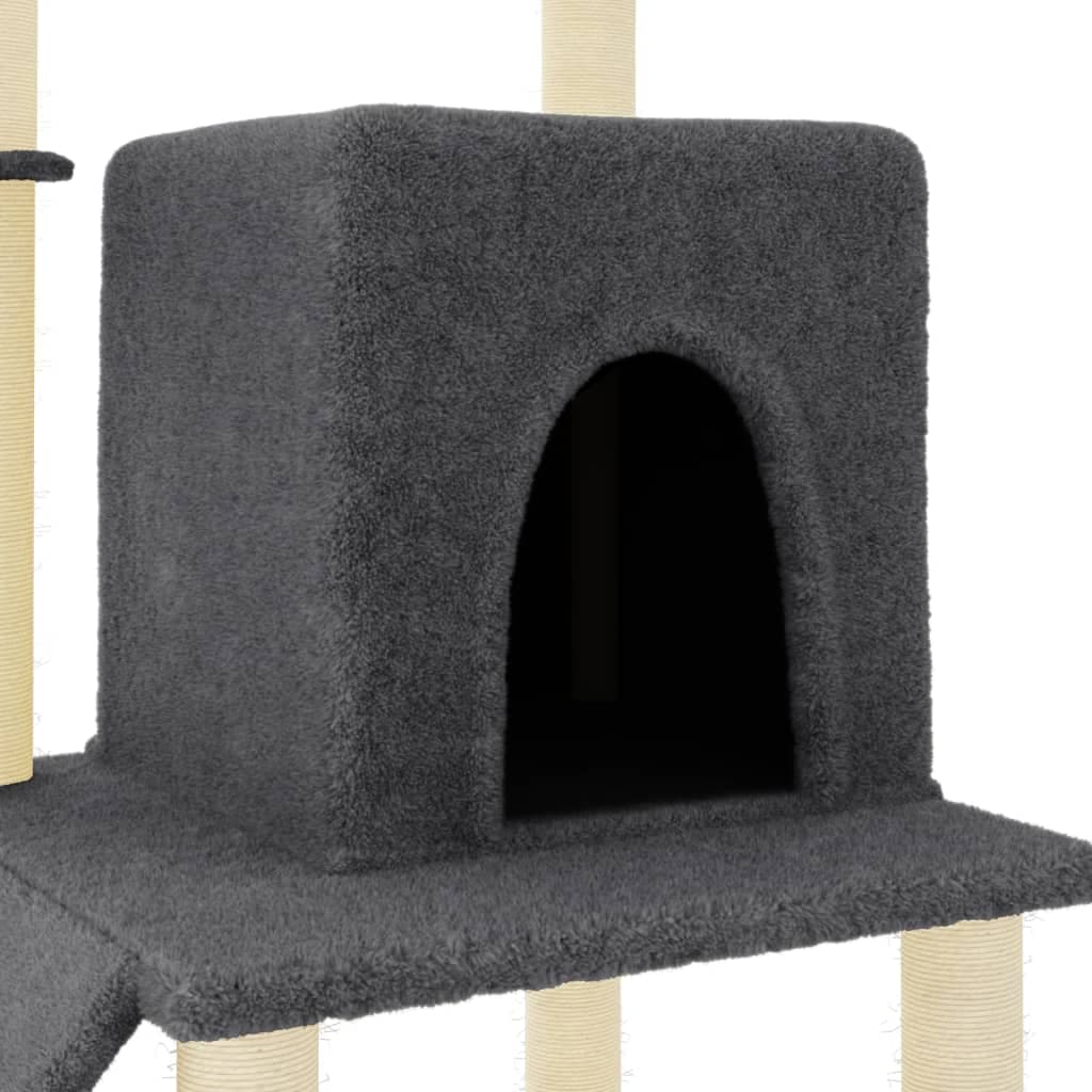 Albero per Gatti con Tiragraffi in Sisal Grigio Scuro 96,5 cm — miniatura 5 di 7