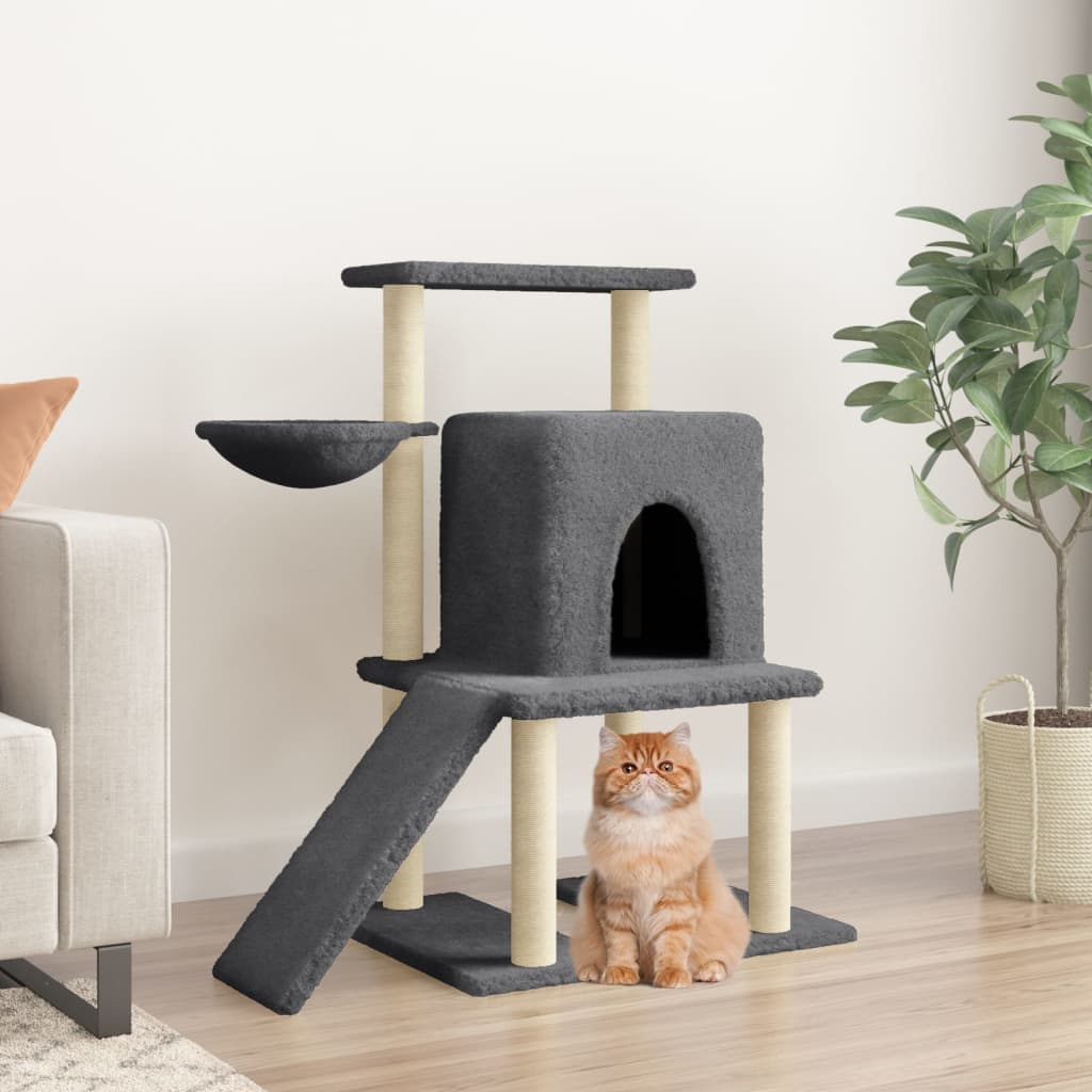 Albero per Gatti con Tiragraffi in Sisal Grigio Scuro 96,5 cm — miniatura 1 di 7