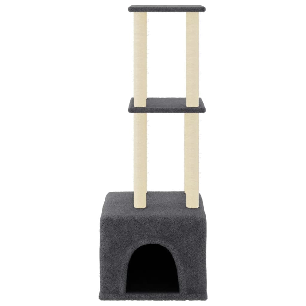 Albero per Gatti con Tiragraffi in Sisal Grigio Scuro 133,5 cm — miniatura 3 di 6
