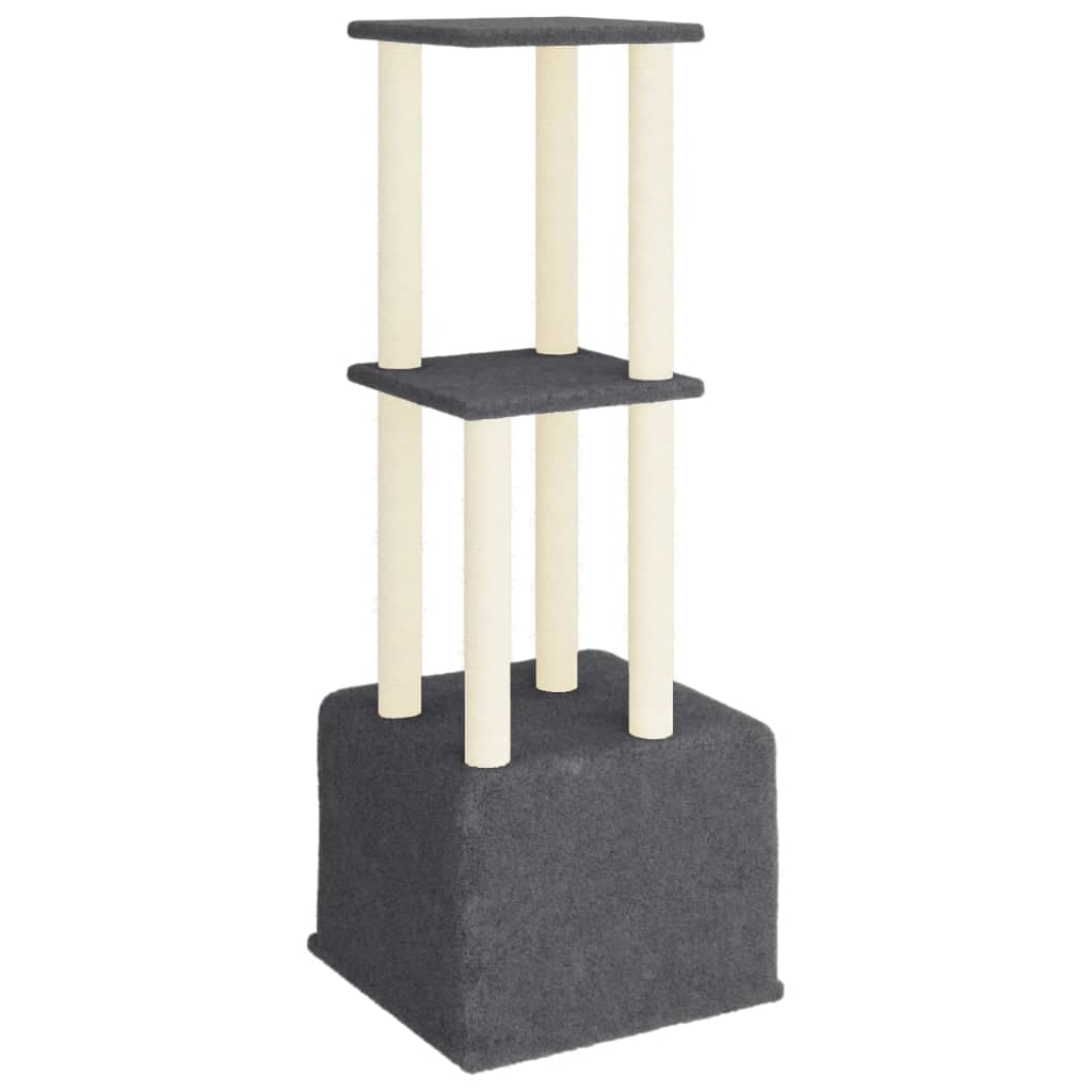 Albero per Gatti con Tiragraffi in Sisal Grigio Scuro 133,5 cm — miniatura 4 di 6