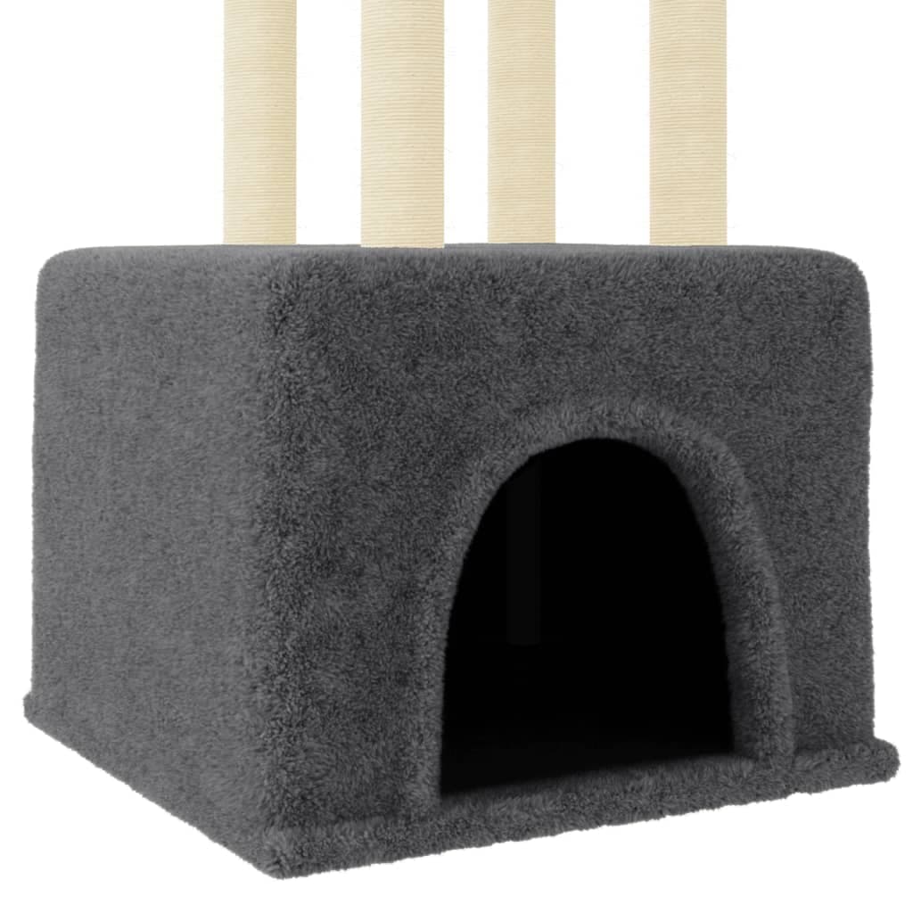 Albero per Gatti con Tiragraffi in Sisal Grigio Scuro 133,5 cm — miniatura 5 di 6