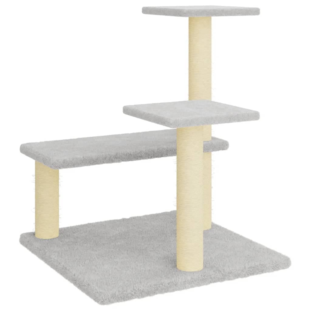 Albero per Gatti con Tiragraffi in Sisal Grigio Chiaro 61 cm — miniatura 4 di 6
