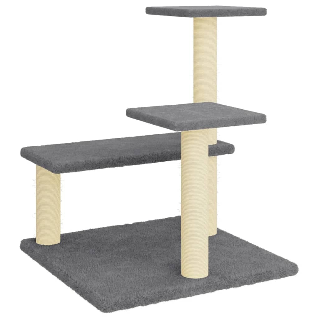 Albero per Gatti con Tiragraffi in Sisal Grigio Scuro 61 cm — miniatura 4 di 6