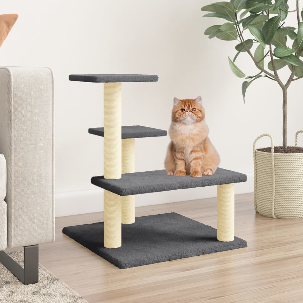 Albero per Gatti con Tiragraffi in Sisal Grigio Scuro 61 cm — miniatura 1 di 6