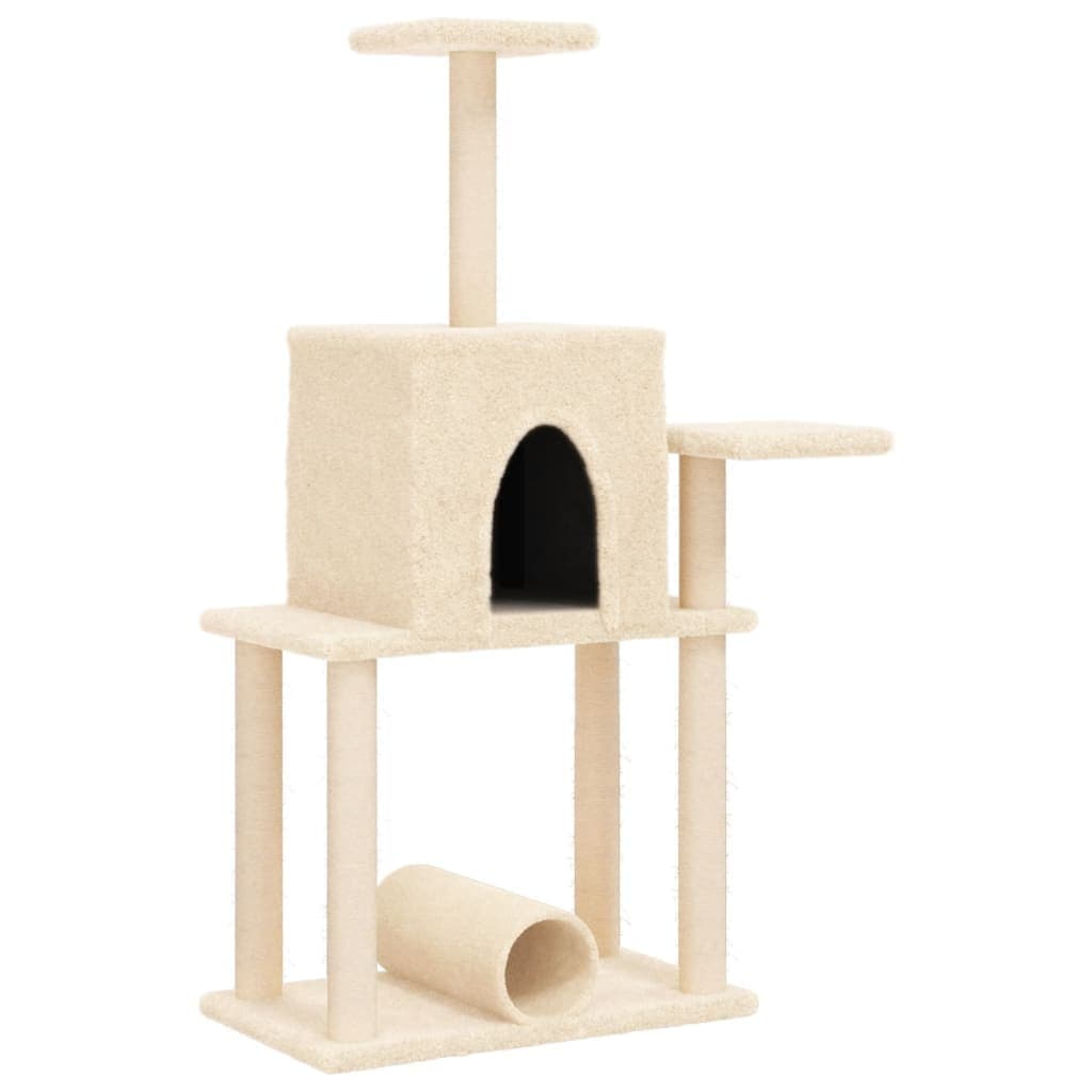 Albero per Gatti con Tiragraffi in Sisal Crema 122 cm — miniatura 2 di 7