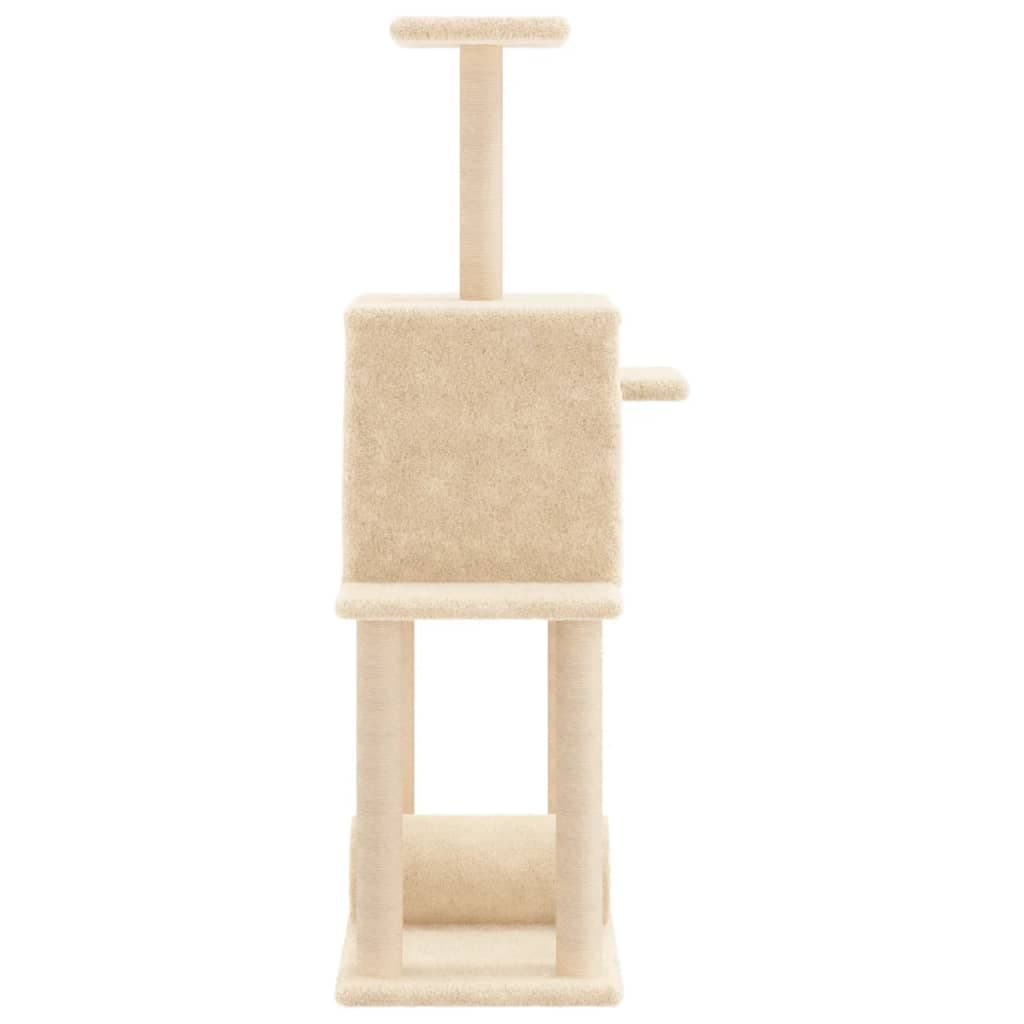 Albero per Gatti con Tiragraffi in Sisal Crema 122 cm — miniatura 4 di 7