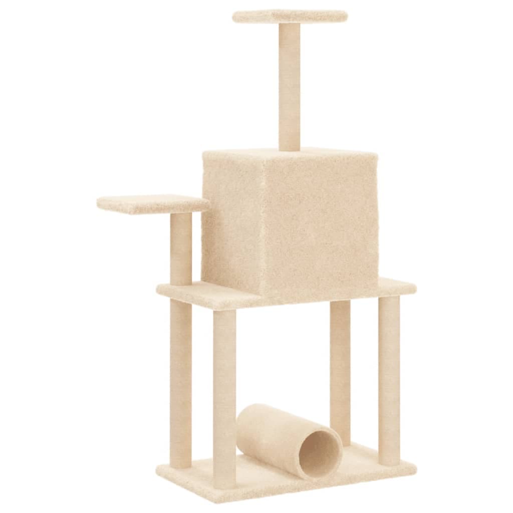 Albero per Gatti con Tiragraffi in Sisal Crema 122 cm — miniatura 5 di 7