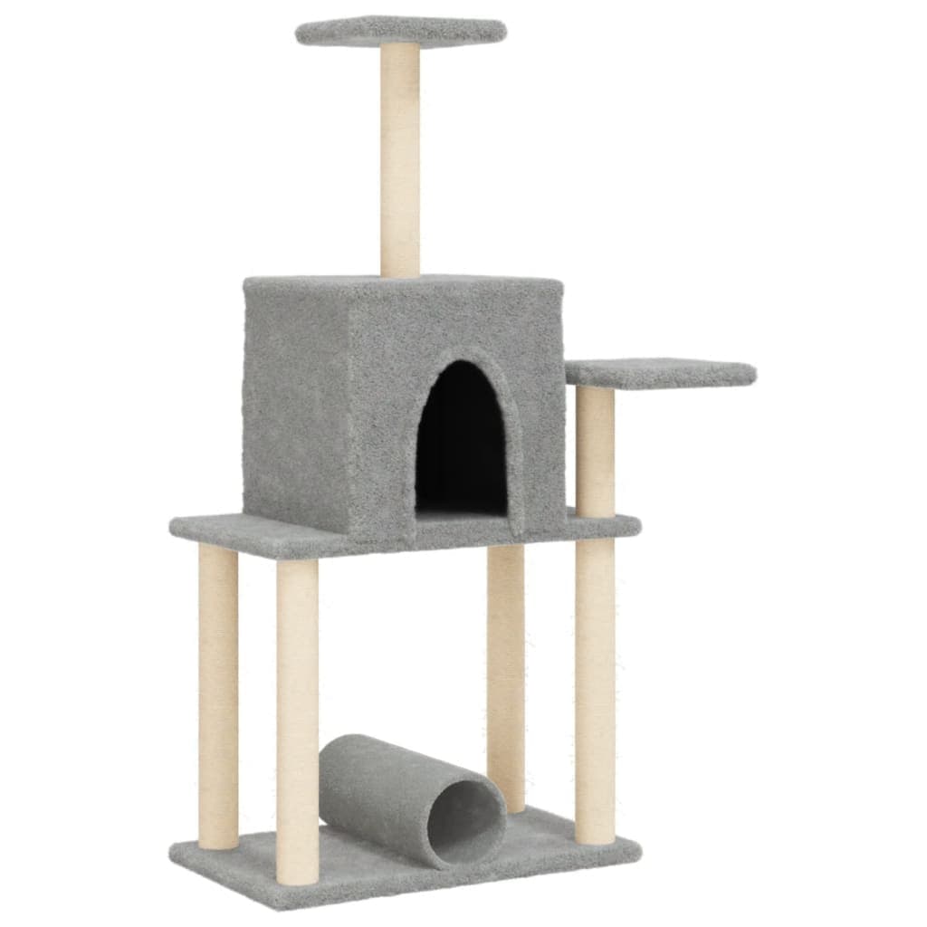 Albero per Gatti con Tiragraffi in Sisal Grigio Chiaro 122 cm — miniatura 2 di 7
