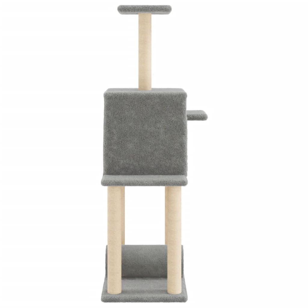 Albero per Gatti con Tiragraffi in Sisal Grigio Chiaro 122 cm — miniatura 4 di 7