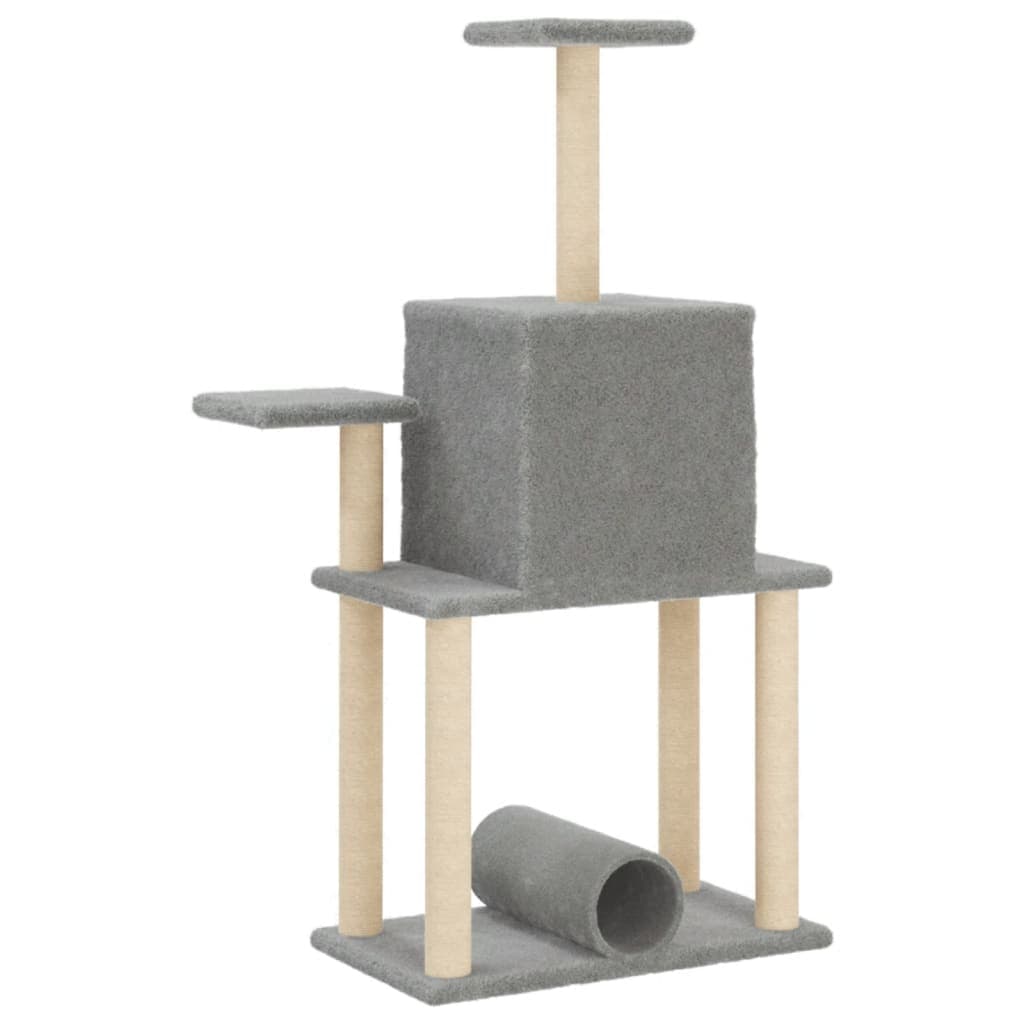 Albero per Gatti con Tiragraffi in Sisal Grigio Chiaro 122 cm — miniatura 5 di 7