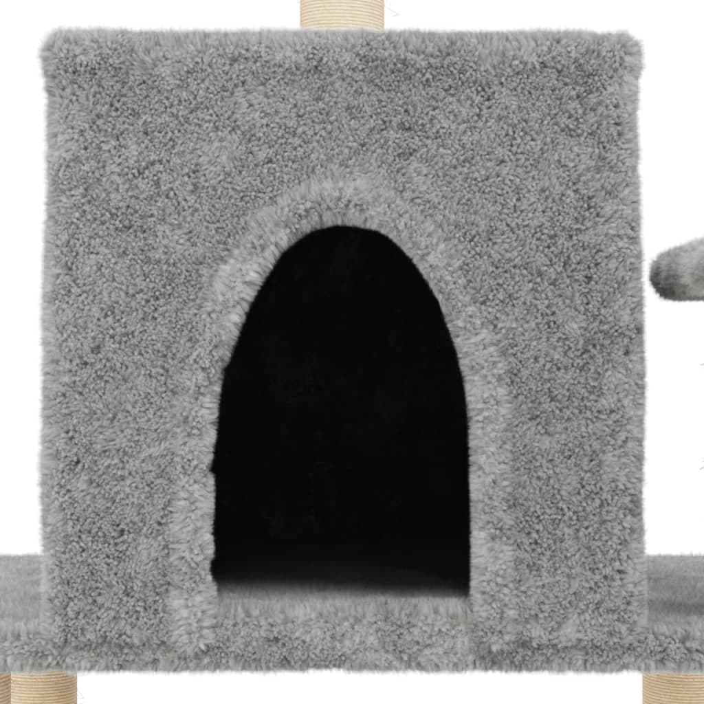 Albero per Gatti con Tiragraffi in Sisal Grigio Chiaro 122 cm — miniatura 6 di 7
