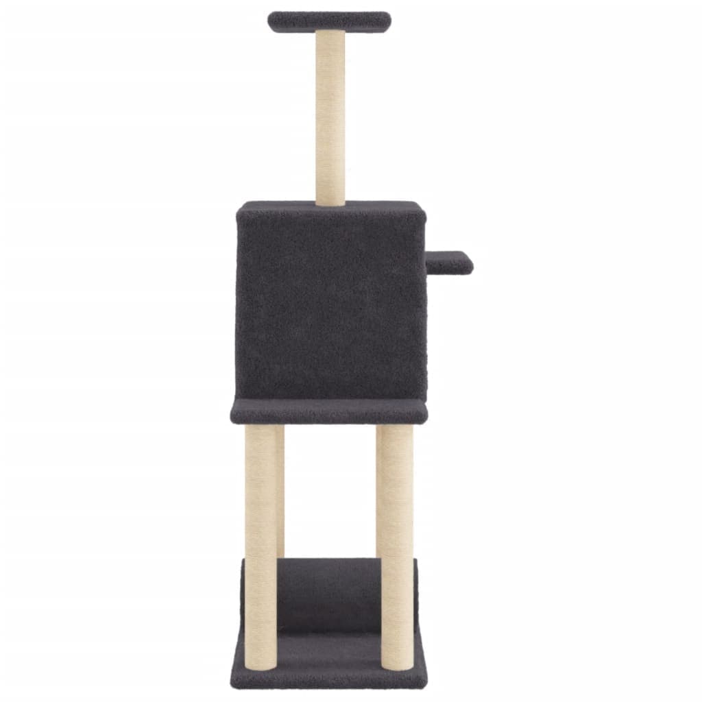 Albero per Gatti con Tiragraffi in Sisal Grigio Scuro 122 cm — miniatura 4 di 7
