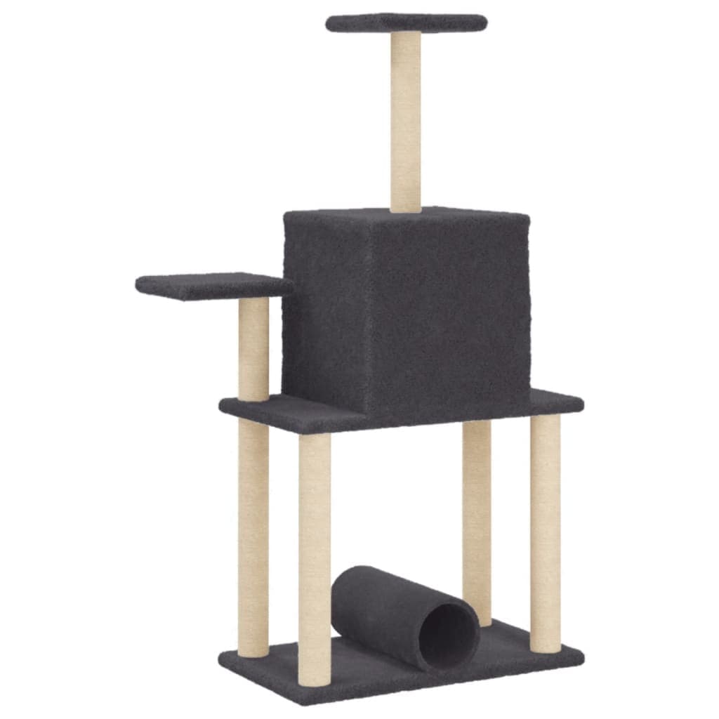 Albero per Gatti con Tiragraffi in Sisal Grigio Scuro 122 cm — miniatura 5 di 7