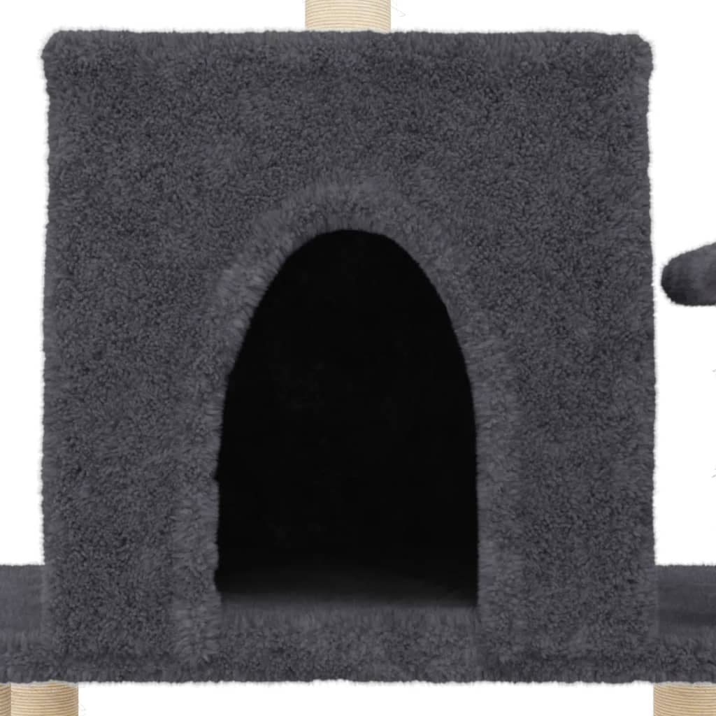 Albero per Gatti con Tiragraffi in Sisal Grigio Scuro 122 cm — miniatura 6 di 7