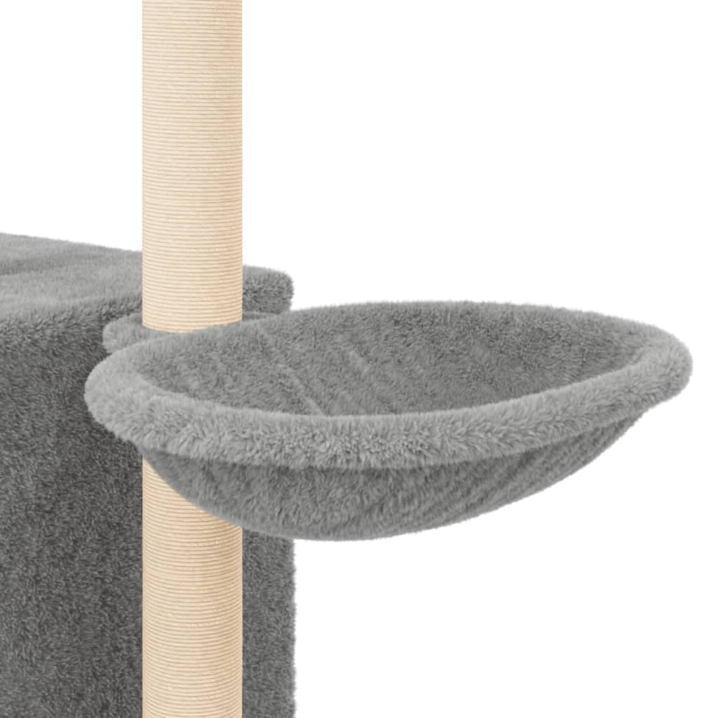 Albero per Gatti con Tiragraffi in Sisal Grigio Chiaro 145 cm — miniatura 7 di 8
