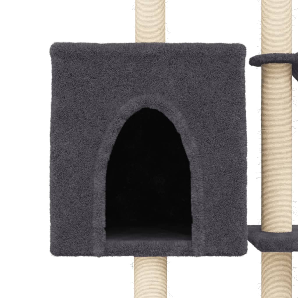 Albero per Gatti con Tiragraffi in Sisal Grigio Scuro 145 cm — miniatura 6 di 8