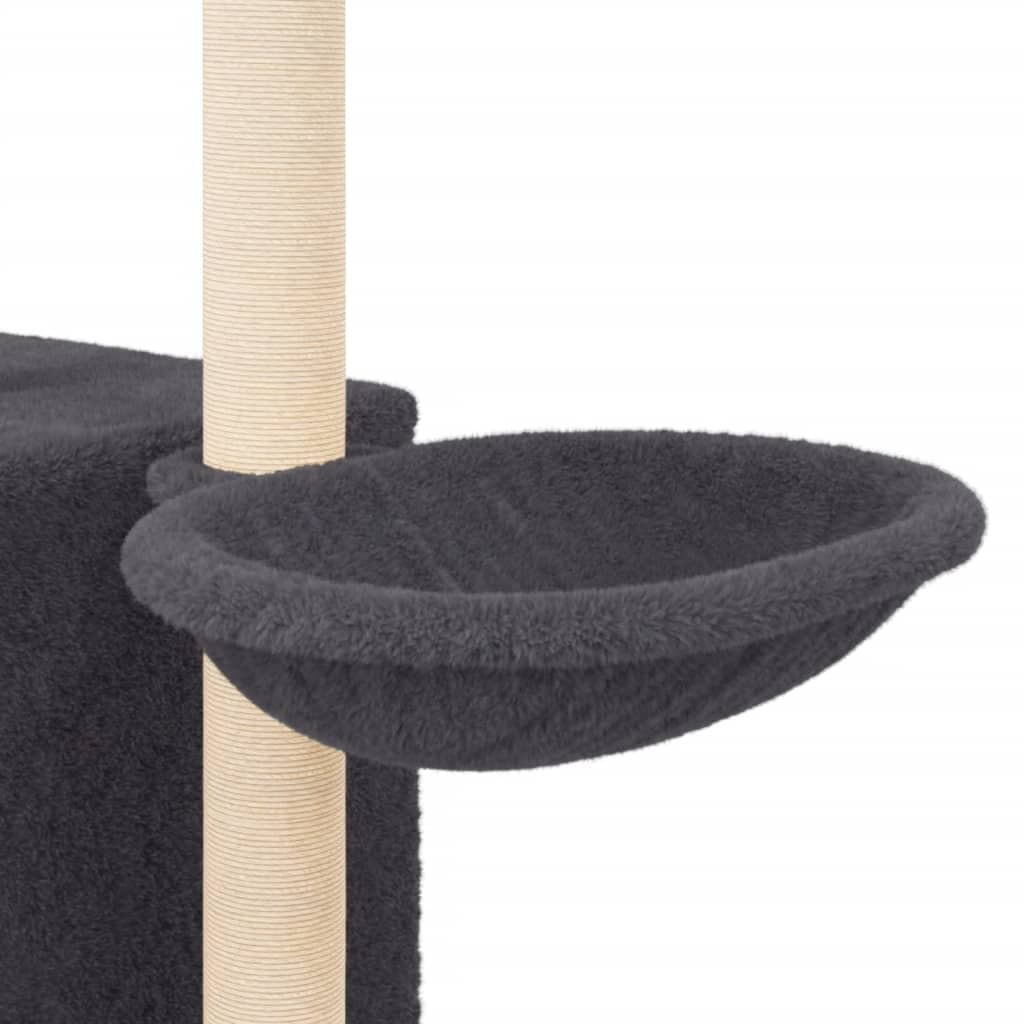 Albero per Gatti con Tiragraffi in Sisal Grigio Scuro 145 cm — miniatura 7 di 8