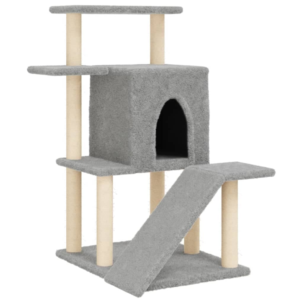 Albero per Gatti con Tiragraffi in Sisal Grigio Chiaro 97 cm — miniatura 2 di 7