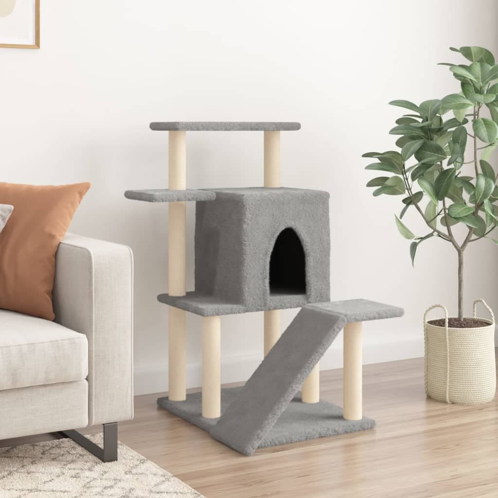 Albero per Gatti con Tiragraffi in Sisal Grigio Chiaro 97 cm — miniatura 3 di 7