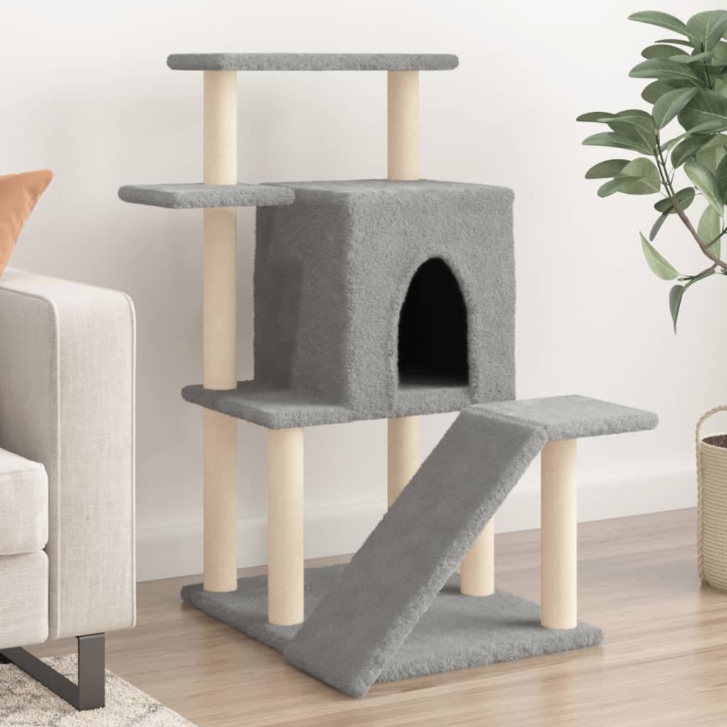 Albero per Gatti con Tiragraffi in Sisal Grigio Chiaro 97 cm — miniatura 1 di 7